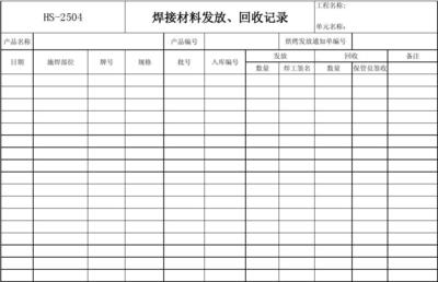洛阳石化焊材发放与回收记录表格（金属材料管理规范）